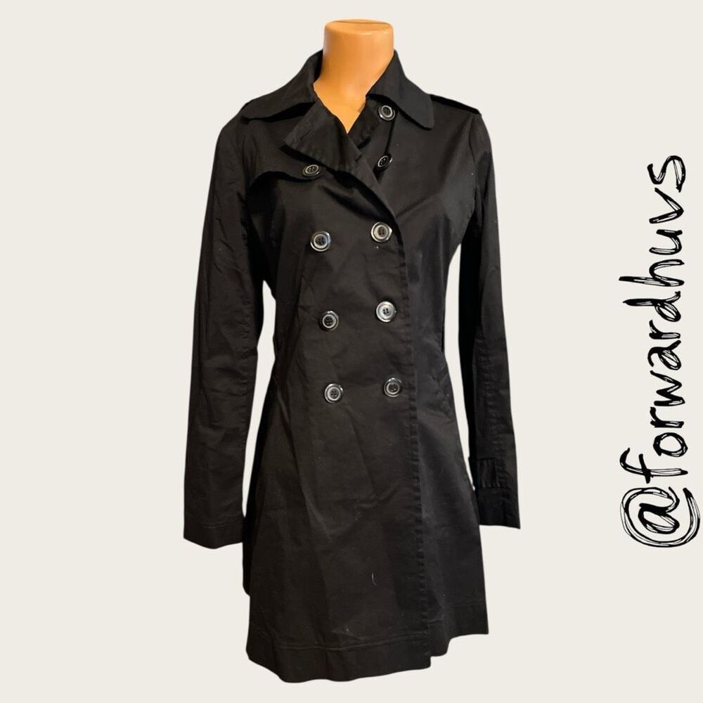 Candies Black Dress Coat -NO Belt - Approximate Size 10 - Measurements
